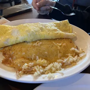 3 egg omelette and hash browns