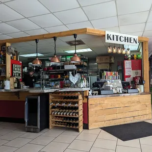 a kitchen with a counter