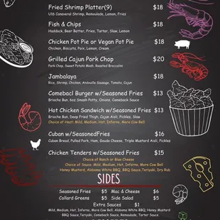 New Dinner Menu Served Friday 5pm - 9pm Saturday 5pm - 9pm
