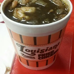 Gumbo... Nice flavor. Loaded with meat