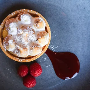 raspberries and a pastry