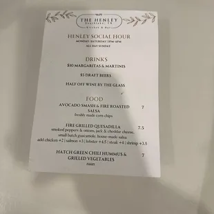 Happy Hour Menu