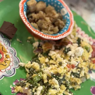 Veggie scramble with side of potatoes