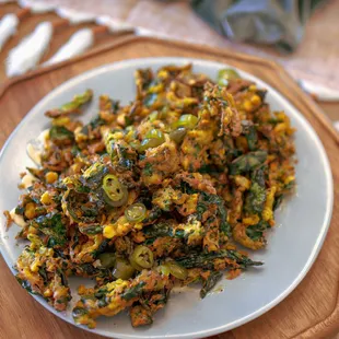 Kale, corn + sweet onion pakora