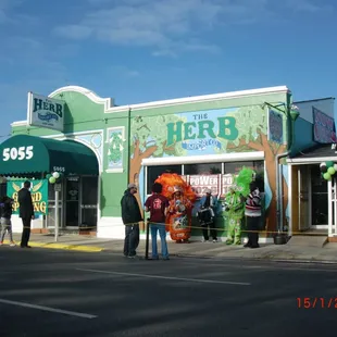 people standing in front of the store
