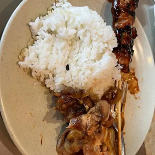 Chicken adobo and bbq skewer