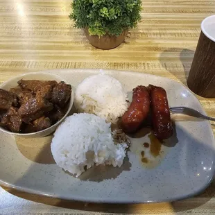 Pork adobo and longansia combo.