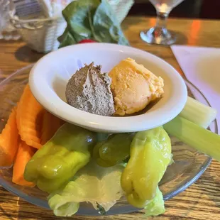 Part 2 of the relish tray. Veggies , cheese and liver spread.