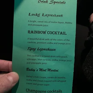 St. Patrick's Day Drink Specials