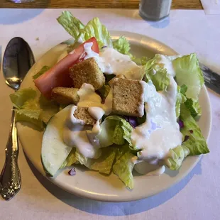 Salad, garlic dressing...excellent.