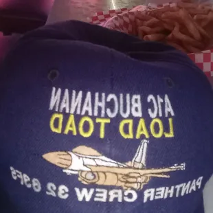 My one of a kind custom ball cap to memorialize my personal service as a veteran.