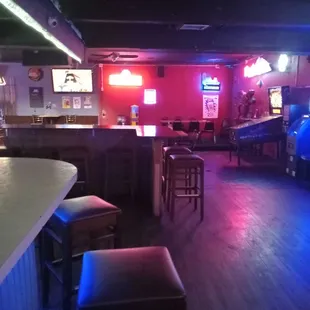 From the bar, looking at the pool tables