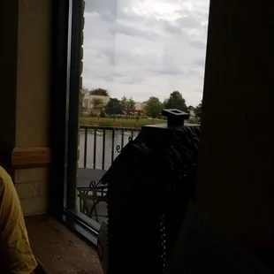 a view of a river through a window