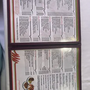 a menu for a chinese restaurant