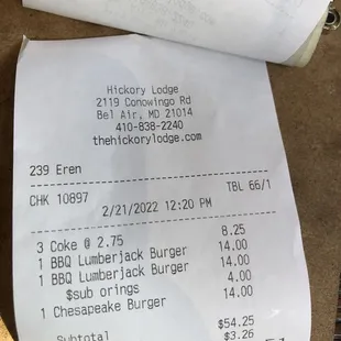 The tab for 3 burgers