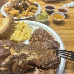 2 meat platter, poutine and salad