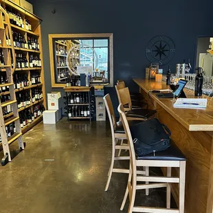 bottles of wine on shelves