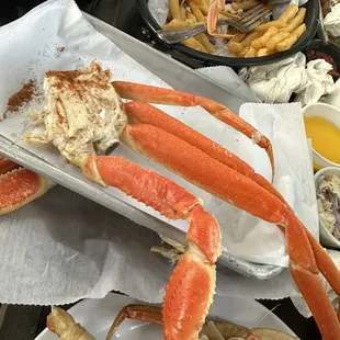 a variety of seafood dishes