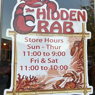 Store hours on door