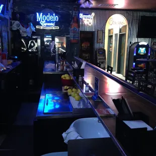 a bar with neon lights