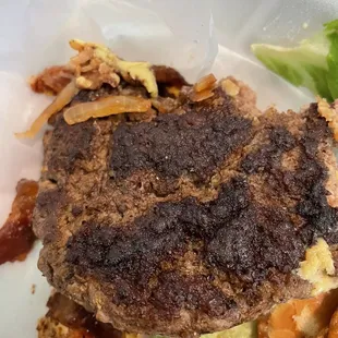 Burnt burger when asked for medium rare.