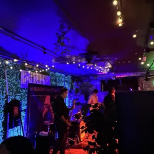 a band playing on stage