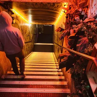 a man walking down the stairs