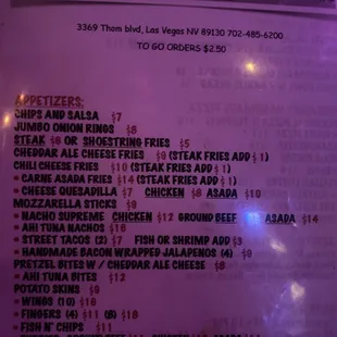 menu