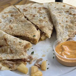 Pulled pork quesadilla. Not a fan. It was soggy and mushy.