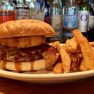 a burger and french fries