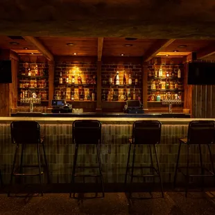 a row of bar stools