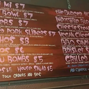 a menu for a restaurant