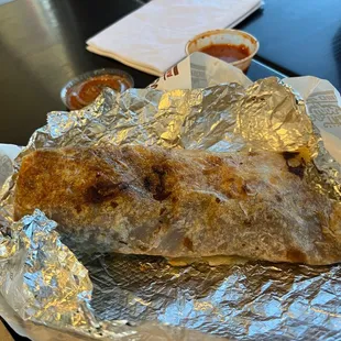 a burrito wrapped in foil