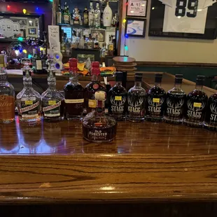 a variety of liquors