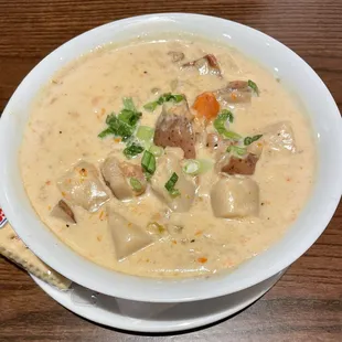 Bowl of New England Clam Chowder (too many potatoes -- see other pic).