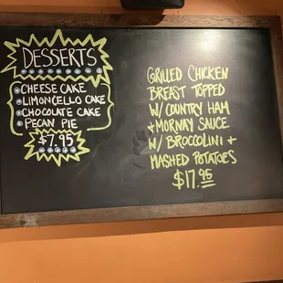 Desserts and Black Board Special (August 11, 2024)