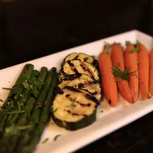 a plate of grilled vegetables