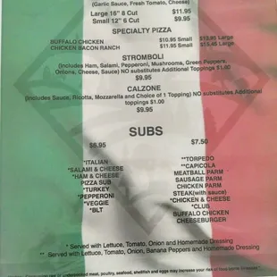 "City Pizza" throwback menu
