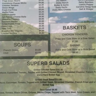 Menu backside