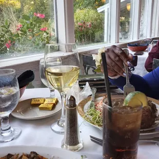 With drinks Moscato drink and rum Coke