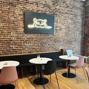 tables and chairs in a restaurant