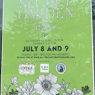 Secret Garden Walk next weekend