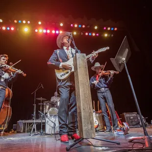 a band playing on stage