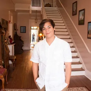 Son with the incredible stairs behind him.