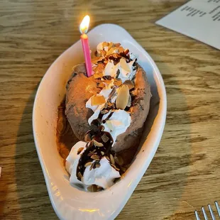 My &quot;baked potato&quot; dessert - it was actually such a tasty Oreo cookie ice cream / chocolate dessert