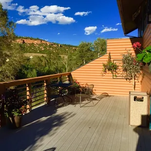 Pinecrest Event center has a large  deck with splendid views of Ben Lomand Mountain.