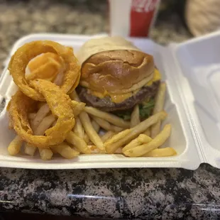 Double Stack meal with cheese and bacon. Delicious.