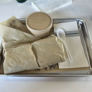 I haven't been to prison, but this is how I imagine lunch is served. They weren't kidding with "basic."