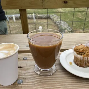 Cortado, drip and carrot muffin