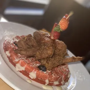 Red Velvet Chicken and Waffle